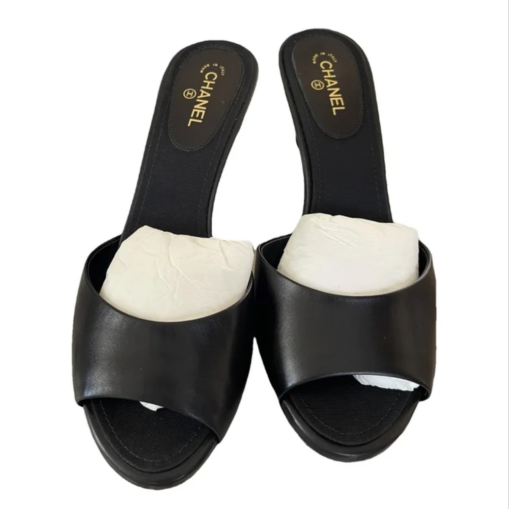 CHANEL NWT leather mules